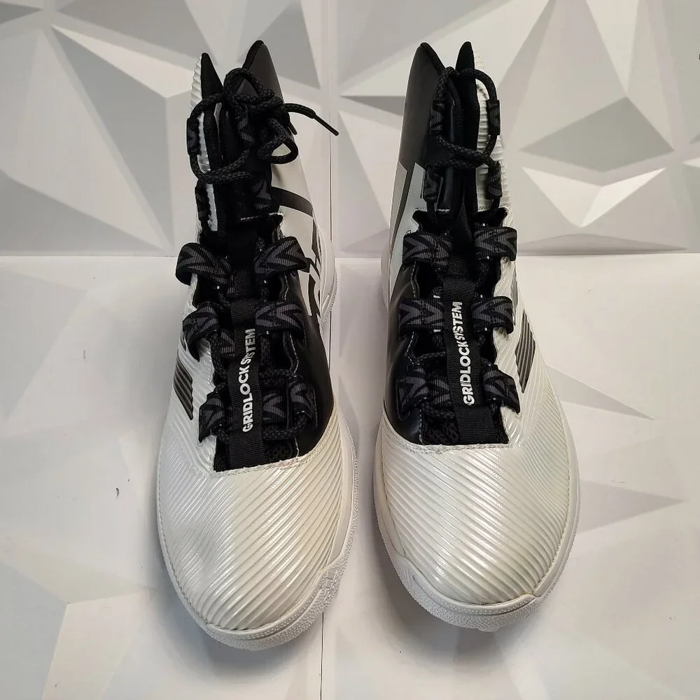 Adidas Mens Football Cleat 17 White Black Shoe Gridlock Linemen High Sport - Picture 9 of 10